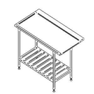 Purkupöytä hyllyllä INOX 1200WDP